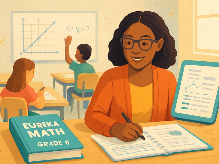 Editorial illustration for Eureka Math Grade 6 Guide: What to Teach, When to Teach It, and How to Support Students.
